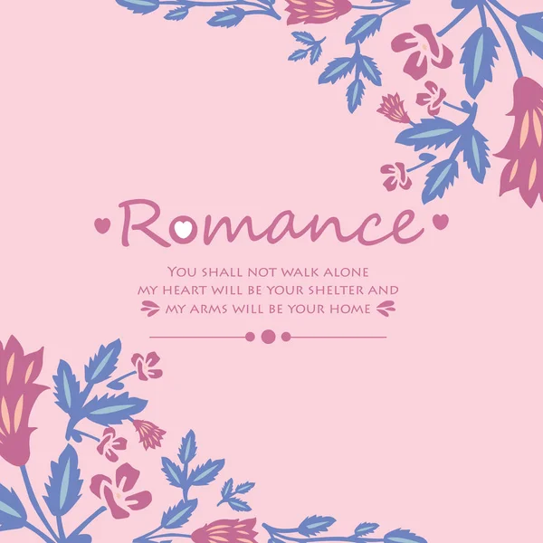Decoração romance cartão de saudação, com padrão único de folha e moldura floral. Vetor — Vetor de Stock