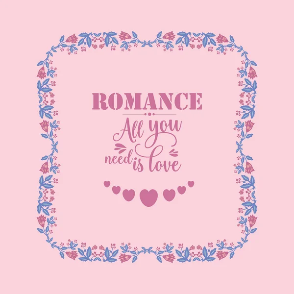 Romance Card sablon, elegáns levél és virágkeret design. Vektor — Stock Vector