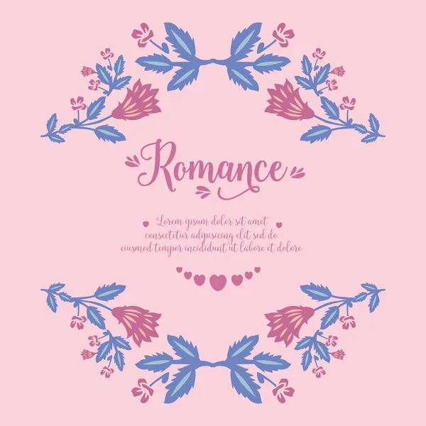 Romantikkartenvorlage mit elegantem Blatt- und Blumenrahmen-Design. Vektor — Stockvektor