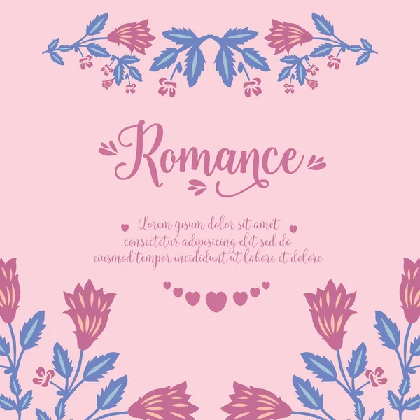 Vintage pattern of leaf and floral frame with unique style, for romance greeting card template design. Vector — Stock Vector