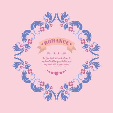 Romantik tebrik kartı tasarımı için eşsiz bir stili olan antika yaprak ve çiçek deseni. Vektör