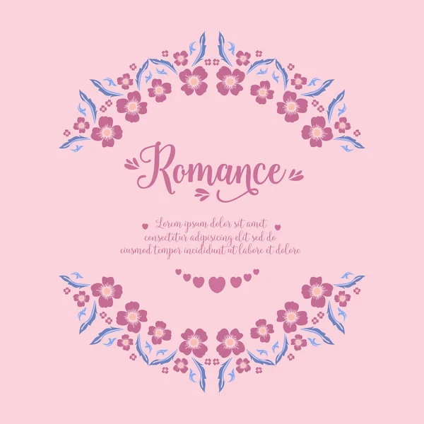 Seamless Pattern of leaf pink floral frame, for romance card design. Vector — Stock Vector