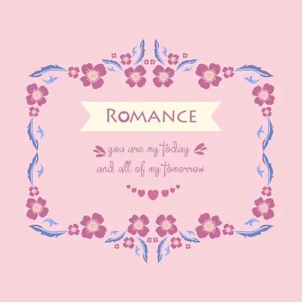 Padrão sem costura de moldura floral rosa folha, para design de cartão de romance. Vetor — Vetor de Stock