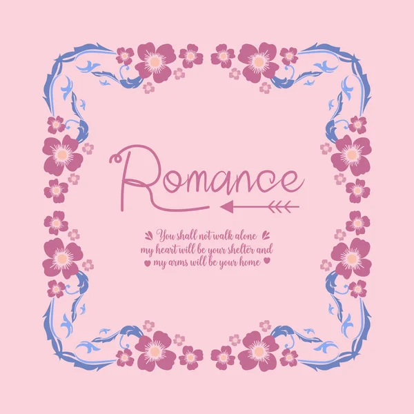 Einladungskarte der Romantik, mit nahtlosem Blatt und rosa Kranz. Vektor — Stockvektor