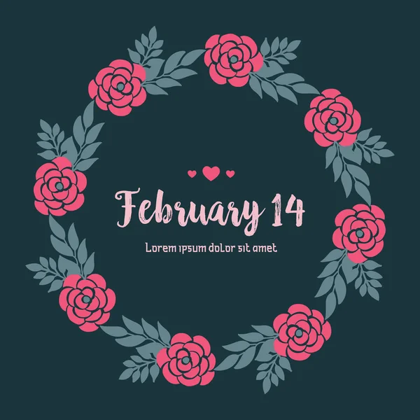 Marco decorativo con elegante rosa rosa flor, para romántico 14 Febrero diseño de tarjetas de invitación. Vector — Vector de stock
