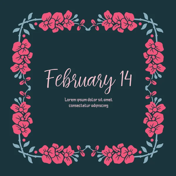Hermosa multitud de marco floral rosa, para el diseño romántico 14 Febrero tarjetas de invitación. Vector — Archivo Imágenes Vectoriales