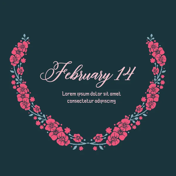 Elemento de diseño de arte de hojas y corona de color rosa, para la decoración única 14 Febrero tarjeta de invitación fondo de pantalla. Vector — Archivo Imágenes Vectoriales
