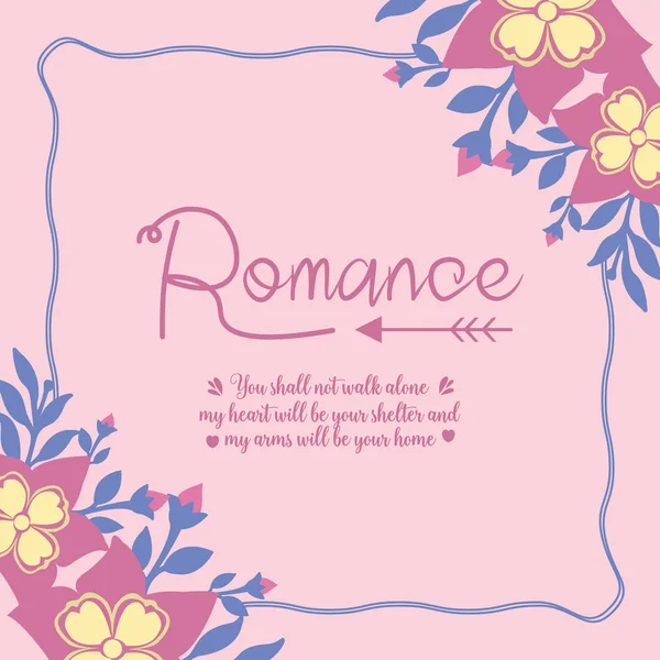Tapeten-Design für romantische Grußkarte, mit einzigartigem Blatt und rosa Blumenrahmen-Design. Vektor — Stockvektor