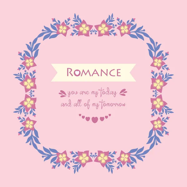 Romance Invitation card, with elegant pattern of leaf and pink wreath. Vector — Stock Vector