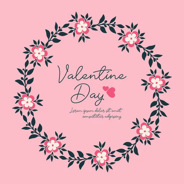 Elegáns banner Valentin nap, díszes jellemzője levél virág keret. Vektor — Stock Vector