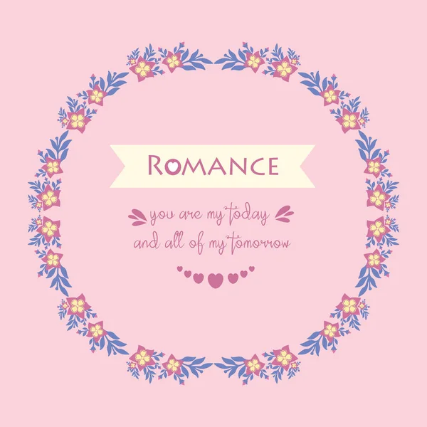 Zarif romantik poster dekorasyonu için süs yaprağı ve pembe çiçek çerçevesi. Vektör — Stok Vektör