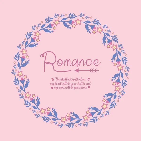 Moldura Decorativa com belas folhas e flor para design de modelo de cartão de saudação romântica. Vetor — Vetor de Stock