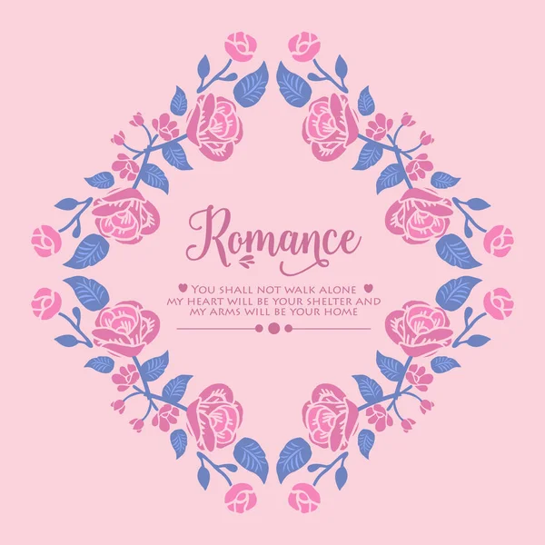 Schöne Dekoration aus Blatt und rosa Rosenblumenrahmen, für Romantik Einladungskarte Design. Vektor — Stockvektor