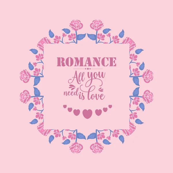 Tömeg rózsaszín virágos keret és egyedi alakú levél, az elegáns romantika üdvözlő kártya tapéta design. Vektor — Stock Vector