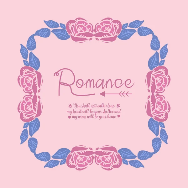 Poster der Romantik, mit schönem rosafarbenen Blumenrahmen-Design. Vektor — Stockvektor