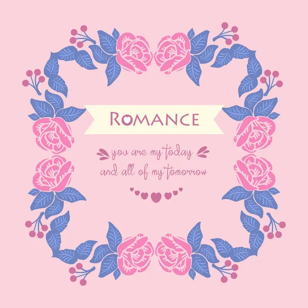 Елегантна прикраса листя і рожевої троянди квіткова рамка, для безшовного дизайну романтичних запрошень. Векторні — стоковий вектор