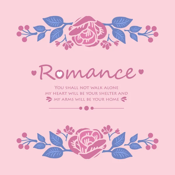 Vintage mönster av blad och blommig ram med sömlös stil, för romantik gratulationskort mall design. Vektor — Stock vektor