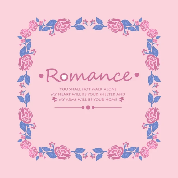 Tapetendesign für romantische Grußkarte mit elegantem rosa Blumenrahmen. Vektor — Stockvektor