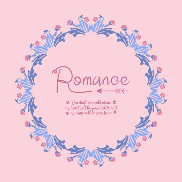 Dekoration aus Blatt und Blumenrahmen isoliert auf rosa Hintergrund, für Romantik Tag Grußkarte Design. Vektor — Stockvektor