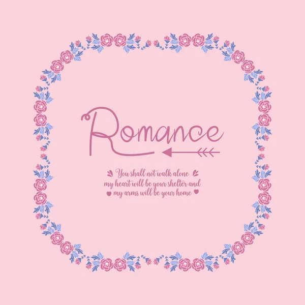 Dekoration für romantische Einladungskarte, mit schönem Blatt und rosa Kranzrahmen. Vektor — Stockvektor