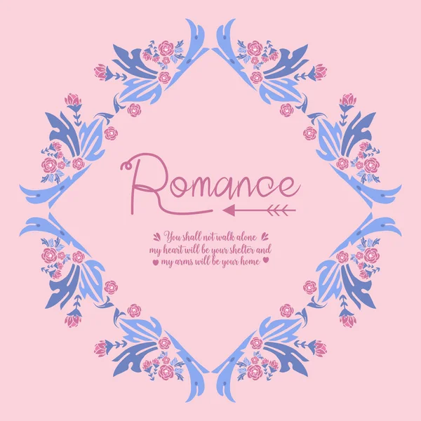 Marco decorativo con hojas elegantes y flores para el diseño de la plantilla de tarjeta de felicitación romántica. Vector — Vector de stock