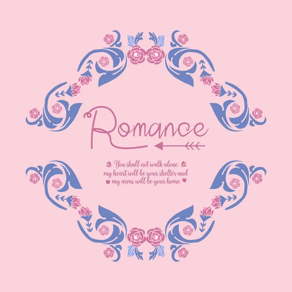 Tapeten-Design für romantische Grußkarte, mit niedlichem Stil von rosa Blumenrahmen. Vektor — Stockvektor