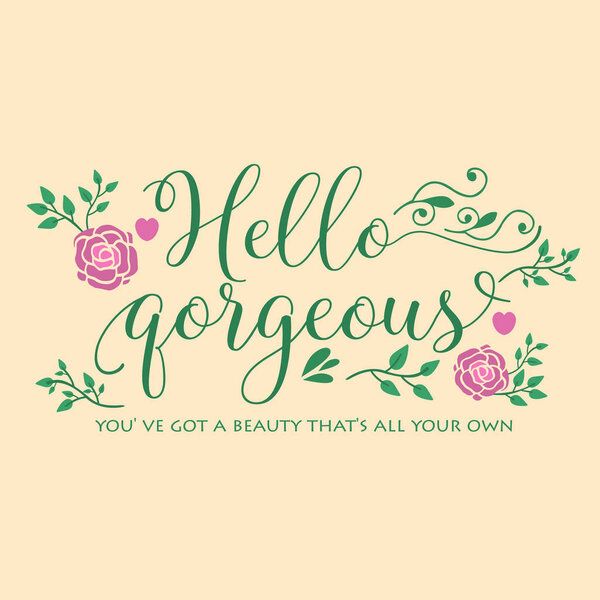 Unique pattern of leaf and floral frame with unique style, for hello gorgeous card design. Vector