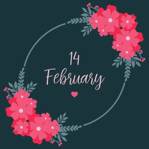 Beautiful pink wreath frame, for 14 February invitation cards design. Vector — 스톡 벡터