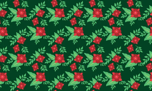 Κομψό μοτίβο λουλουδιών Ιστορικό για τα Χριστούγεννα, με όμορφο και απρόσκοπτο ροζ τριαντάφυλλο σχεδιασμό λουλουδιών. — Διανυσματικό Αρχείο
