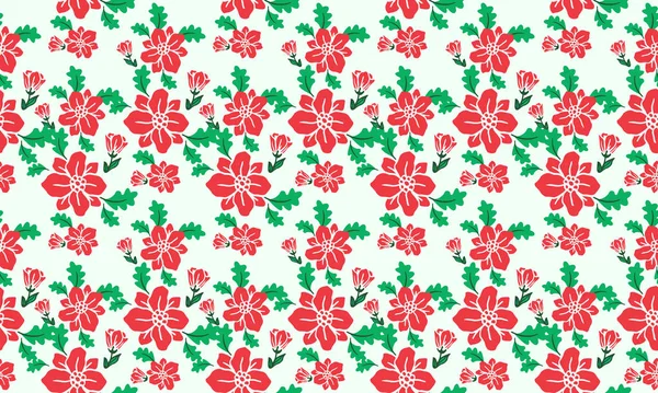 Weihnachten floralen Muster Hintergrund, mit Blatt und Blume nahtlose Zeichnung. — Stockvektor