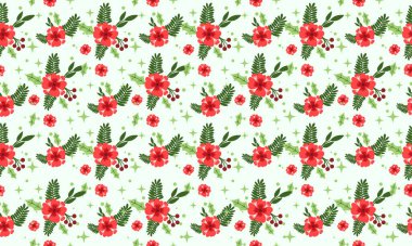 Zarif bir Noel çiçeği deseni. Eşsiz ve pürüzsüz kırmızı gül desenli..