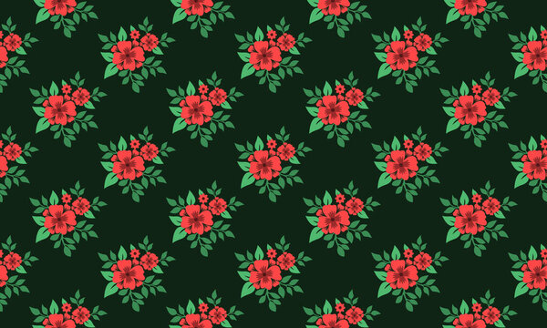 Christmas floral pattern background, with leaf and flower seamless drawing.