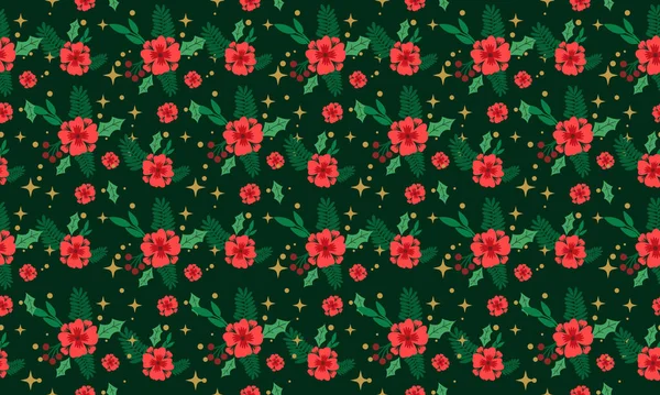 Elegante Weihnachten Blumenmuster Hintergrund, mit einzigartigen und nahtlosen roten Rose Blume Design. — Stockvektor