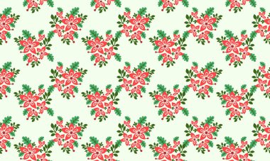 Romantik Noel için kırmızı çiçek arka planı, zarif yaprak ve çiçek tasarımı konseptiyle.