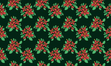 Romantik Noel için kırmızı çiçek arka planı, zarif yaprak ve çiçek tasarımı konseptiyle.