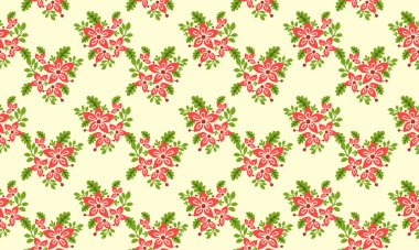 Romantik Noel için kırmızı çiçek arka planı, zarif yaprak ve çiçek tasarımı konseptiyle.