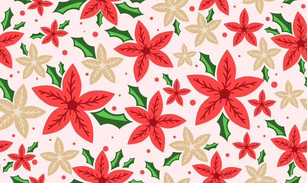 Roter Blumenhintergrund für elegantes Weihnachtskonzept, mit schöner Zeichnung von Blatt und Blume. — Stockvektor