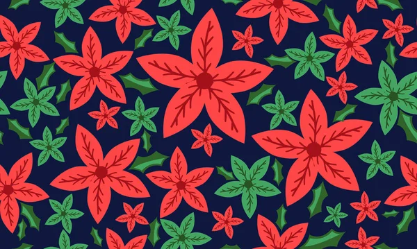 Yaprak ve çiçek tasarımı ile Noel için zarif kırmızı çiçek desenli arka plan.