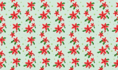 Noel için eşsiz çiçek desenli arka plan, yaprak ve çiçek desenli çizimler.