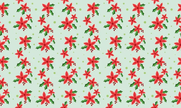 Fond de motif de fleur unique pour Noël, avec feuille et dessin mignon floral . — Image vectorielle