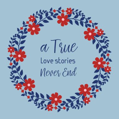 Kalabalık kırmızı çiçek deseni ve eşsiz şekil yaprağı gerçek aşk tebrik kartı şablonu tasarımı için. Vektör