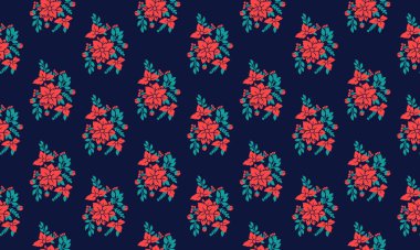 Mutlu Noeller için soyut çiçek desenli arka plan, modern yaprak ve kırmızı çiçek desenli.