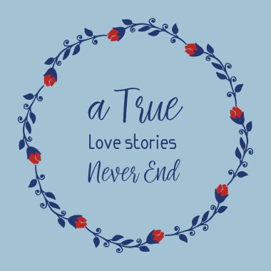 Yaprak ve çiçek desenli güzel bir gerçek aşk davetiyesi tasarımı. Vektör