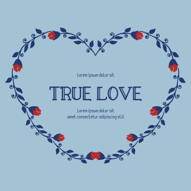 Yaprak ve çiçek dekoru gerçek aşk için modern tebrik kartı tasarımı. Vektör