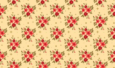 Noel için zarif çiçek desenli arka plan. Kırmızı gül desenli kusursuz..