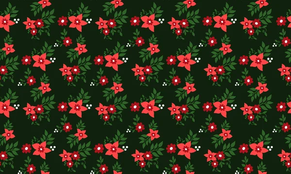 Η ομορφιά του κόκκινου τριαντάφυλλου μοτίβο φόντο για τα Χριστούγεννα, με φύλλο και λουλούδι έννοια. — Διανυσματικό Αρχείο