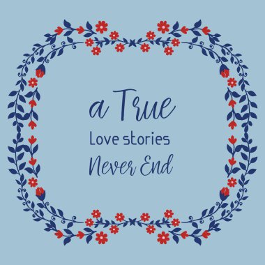 Gerçek aşk davetiyesi tasarımı için güzel bir yaprak ve çelenk çerçevesi. Vektör