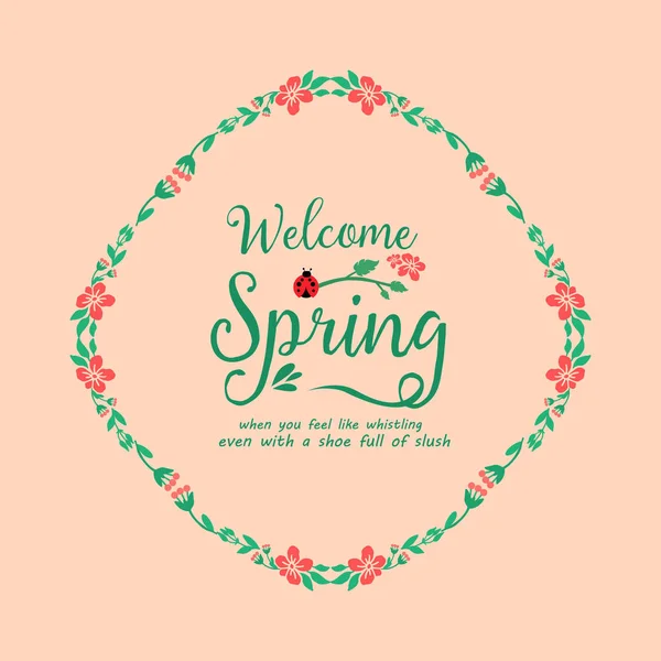 Elegantes Frühlings-Grußkarten-Design mit wunderschönem verzierten Blatt und Blumenrahmen. Vektor — Stockvektor