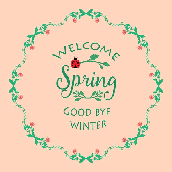 Hermoso decorativo de hoja y marco de flores, para el diseño bienvenido de la tarjeta de felicitación de primavera. Vector — Vector de stock