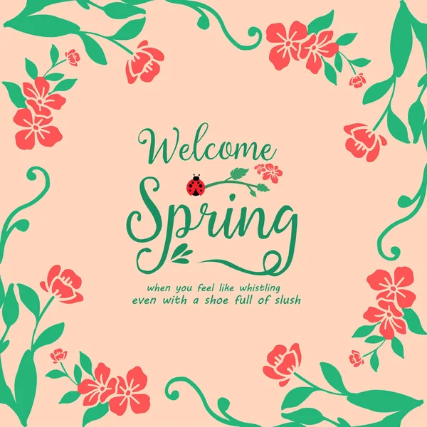 Schöne Dekoration aus Blatt und Blumenrahmen, für Grußkarten zur Begrüßung im Frühling. Vektor — Stockvektor